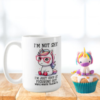 Cute Nerdy Unicorn Mug: Shy and Adorable Coffee Mug