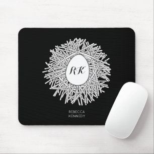 Cute Nest & Egg - Personalised Initials & Name Mouse Mat