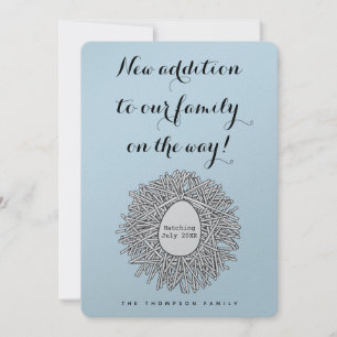 Cute Nest Monogram Baby Boy Pregnancy Announcement