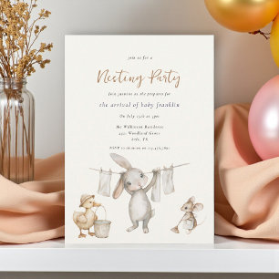 cute Nesting / baby shower Party Watercolor  Invitation
