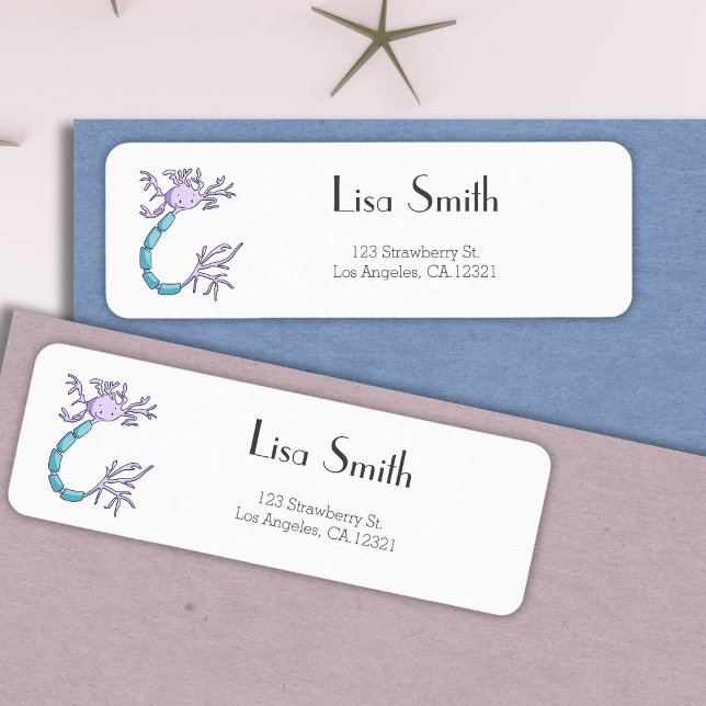 Cute Neuron Cartoon Personalized Return Address (Creator Uploaded)