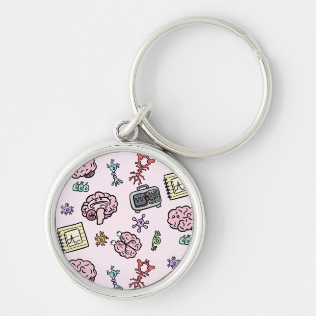Cute Neuroscience Pattern Key Ring (Front)