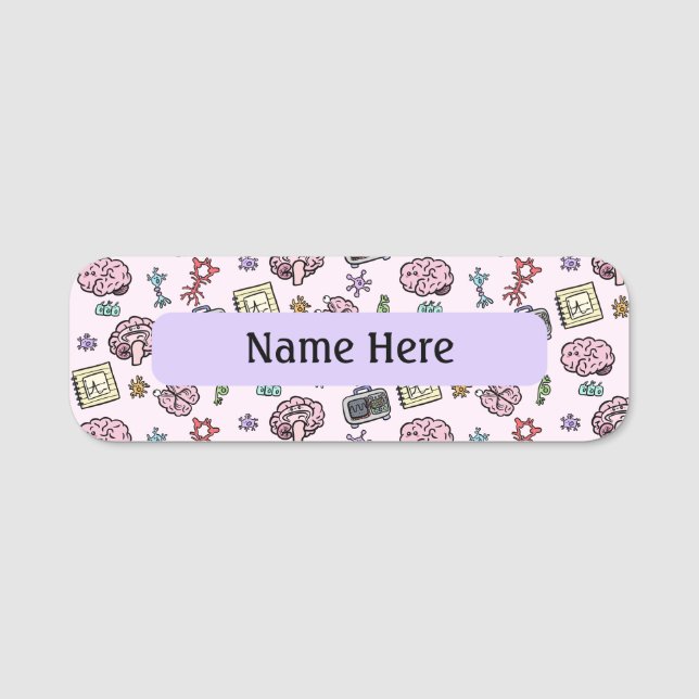 Cute Neuroscience Pattern Name Tag (Front)