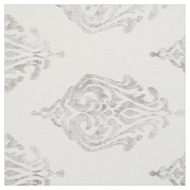 Cute neutral beige damask ikat tribal patterns fabric (Swatch)