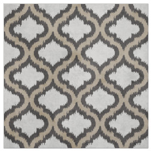 Cute neutral beige grey ikat Moroccan pattern Fabric