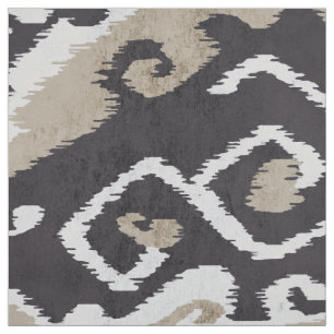 Cute neutral black beige ikat tribal patterns fabric
