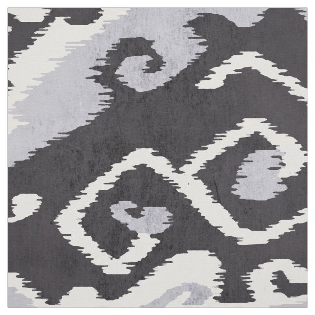 Cute neutral black grey white ikat tribal patterns fabric (Swatch)