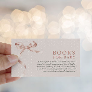 Cute Neutral Bow Book Request Baby Shower  Enclosure Card