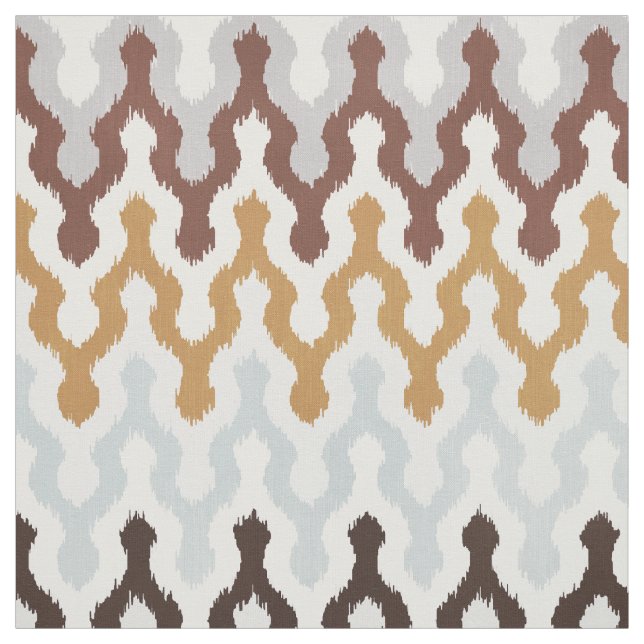 Cute neutral brown gold grey chevron ikat pattern fabric (Swatch)