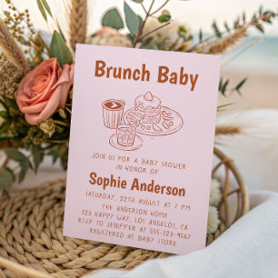Cute Neutral Coffee & Pancakes Brunch Baby Shower Invitation