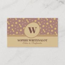 Cute neutral colour pattern monogram business card