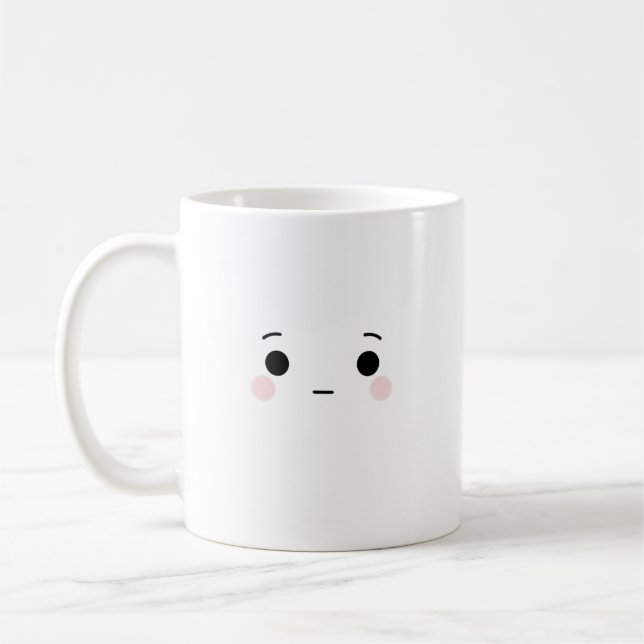 Cute Neutral Face Mug Minimal Coffee Cup (Left)