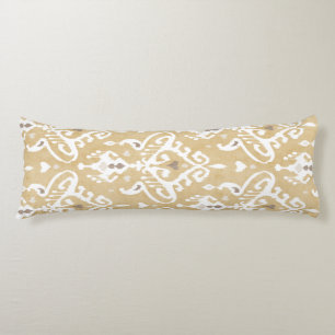 Cute neutral gold beige ikat tribal patterns body cushion