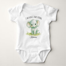 Cute Neutral Green Elephant I Am Gentle and Strong