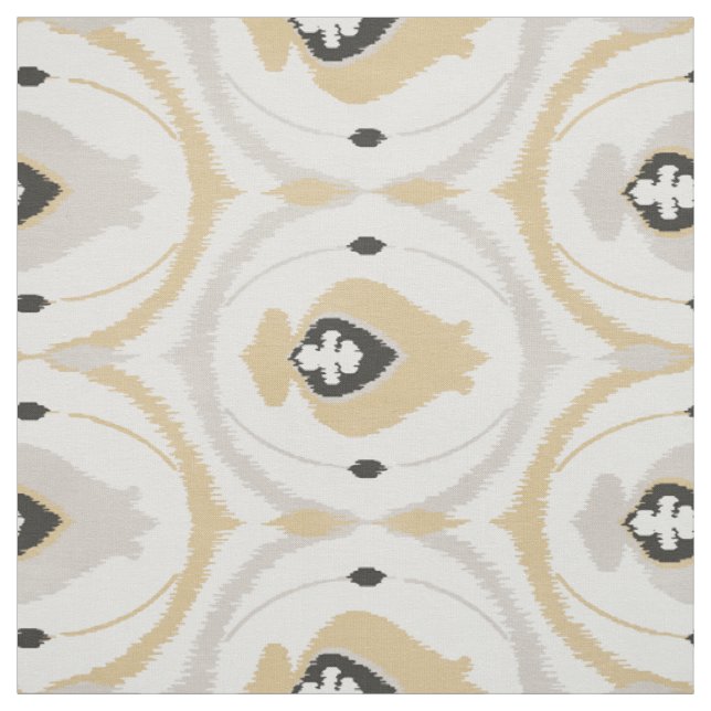 Cute neutral grey and beige ikat tribal patterns fabric (Swatch)