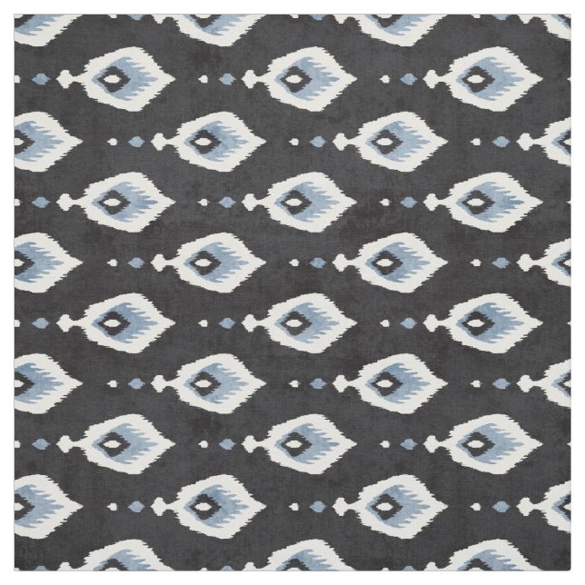 Cute neutral grey blue white ikat tribal patterns fabric (Swatch)