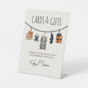 Cute Neutral Halloween Baby Shower Cards & Gifts Pedestal Sign