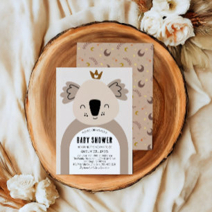 Cute Neutral Koala Boho Baby Shower Invitation