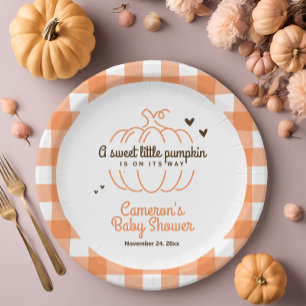 Cute Neutral Little Pumpkin Neutral Baby Shower   Paper Plate