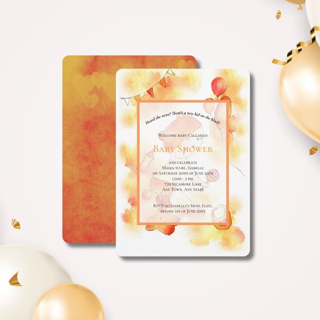 Cute Neutral Orange Baby Shower Invitation (Creator Uploaded)