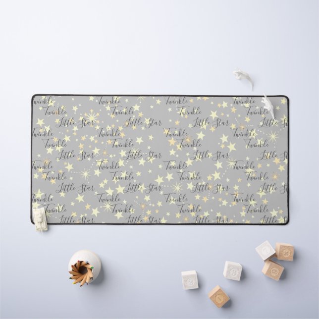    Cute Neutral Twinkle Twinkle Little Star Gaming Desk Mat (Kids Table)