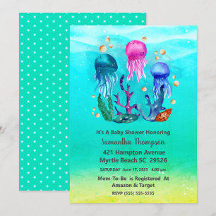 Cute Neutral Underwater Jelly Fish Baby Shower Invitation