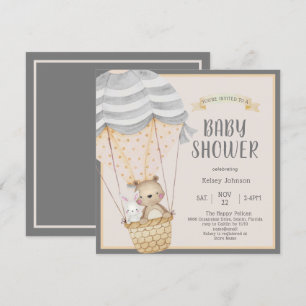 Cute Neutral Woodland Zoo Animals Baby Shower Invitation