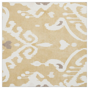 Cute neutral yellow beige ikat tribal patterns fabric