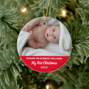 Cute New Baby Custom Photo Newborn First Christmas Ceramic Tree Decoration
