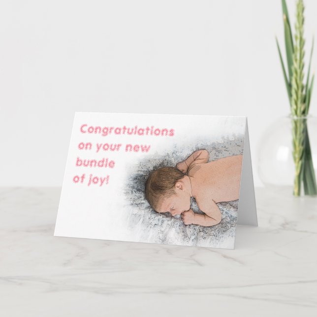 Cute New Baby Girl Congratulations Photo Card (Front)