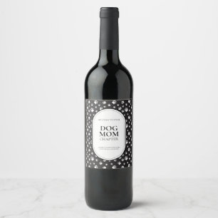 Cute New Dog Mum Gift Mini Paws Wine Label