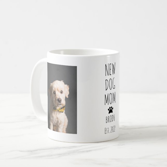 Cute New Dog Mum Photo Handwritten Text Coffee Mug (Front Left)