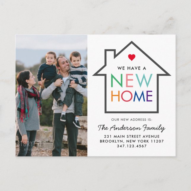 Cute New Home Change of Address House Photo Moving Announcement Postcard (Front)