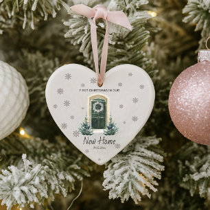 Cute New Home First Christmas Elegent Snow Ornament