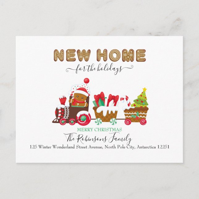 Cute New Home Holidays Christmas Moving Announcement Postcard (Front)