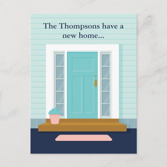 Cute New Home Teal Door We've Moved Housewarming Postcard (Front)