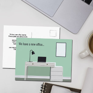 Cute New Office Desk Small Business Address Change Postcard