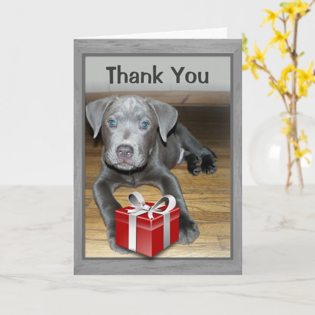 Cute New Pet Dog / Puppy Photo Thank You Card (Yellow Flower)