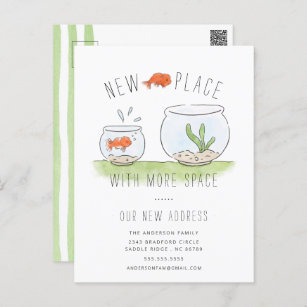 Cute New Place Goldfish Bowl Moving Announcement Postcard