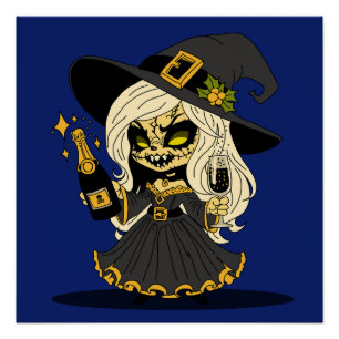 Cute New Years Witch Poster