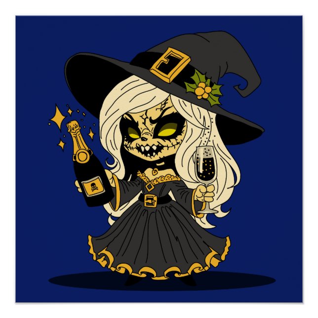 Cute New Years Witch Poster (Front)