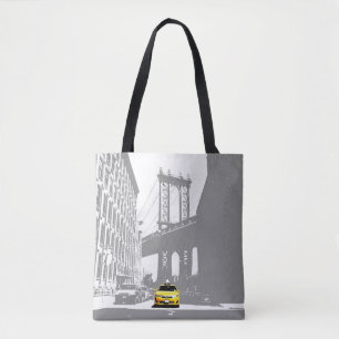 Cute New York City Nyc Yellow Taxi Brooklyn Grey Tote Bag