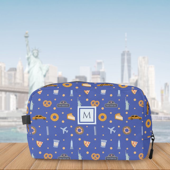 Cute New York City Pattern| Blue Custom Monogram Dopp Kit (Creator Uploaded)