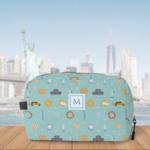 Cute New York City Pattern  Green Custom Monogram Dopp Kit