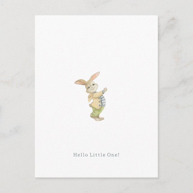 Cute Newborn Baby Hello Little One Rabbit Card. Postcard (Front)