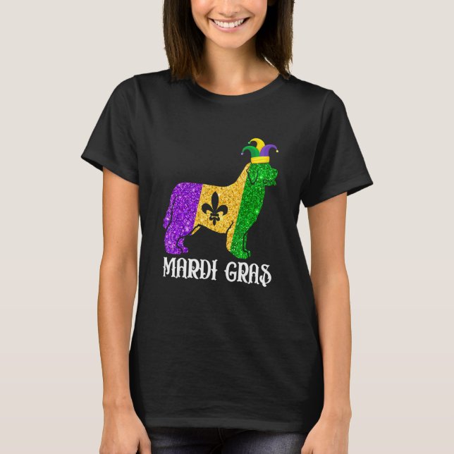 Cute Newfoundland Dog Lover Mardi Gras Party Jeste T-Shirt (Front)