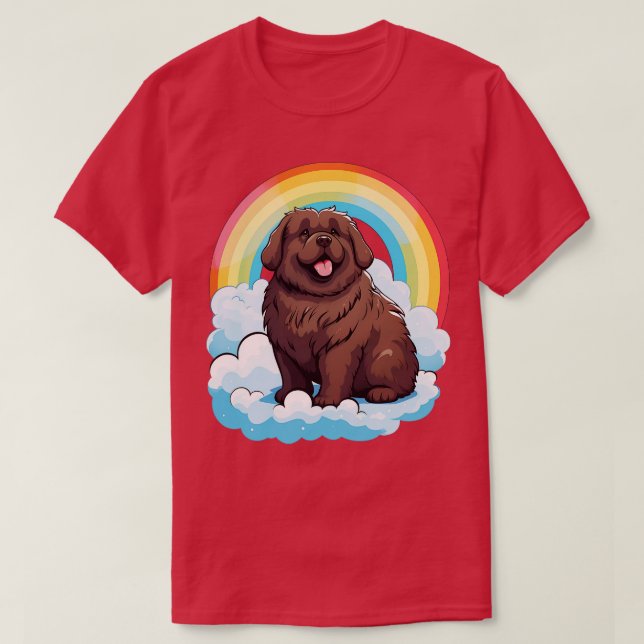 Cute Newfoundland Dog Rainbow Newfie Kawaii Dog Ha T-Shirt (Design Front)