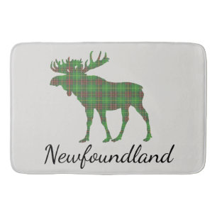 Cute Newfoundland moose tartan Bathroom mat