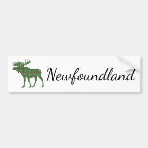 Cute Newfoundland moose tartan bumper sticker