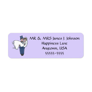 Cute Newlyweds Cartoon Return Address Label